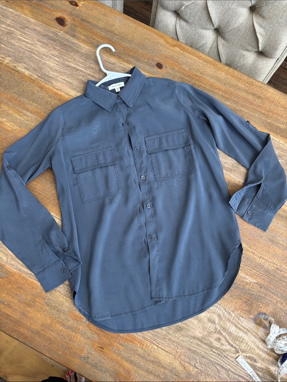 Max Studio Slate Blue Button-Down Shirt